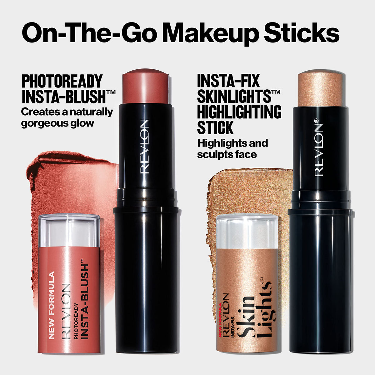 Revlon blush next to everyday items showing size and portability benefit