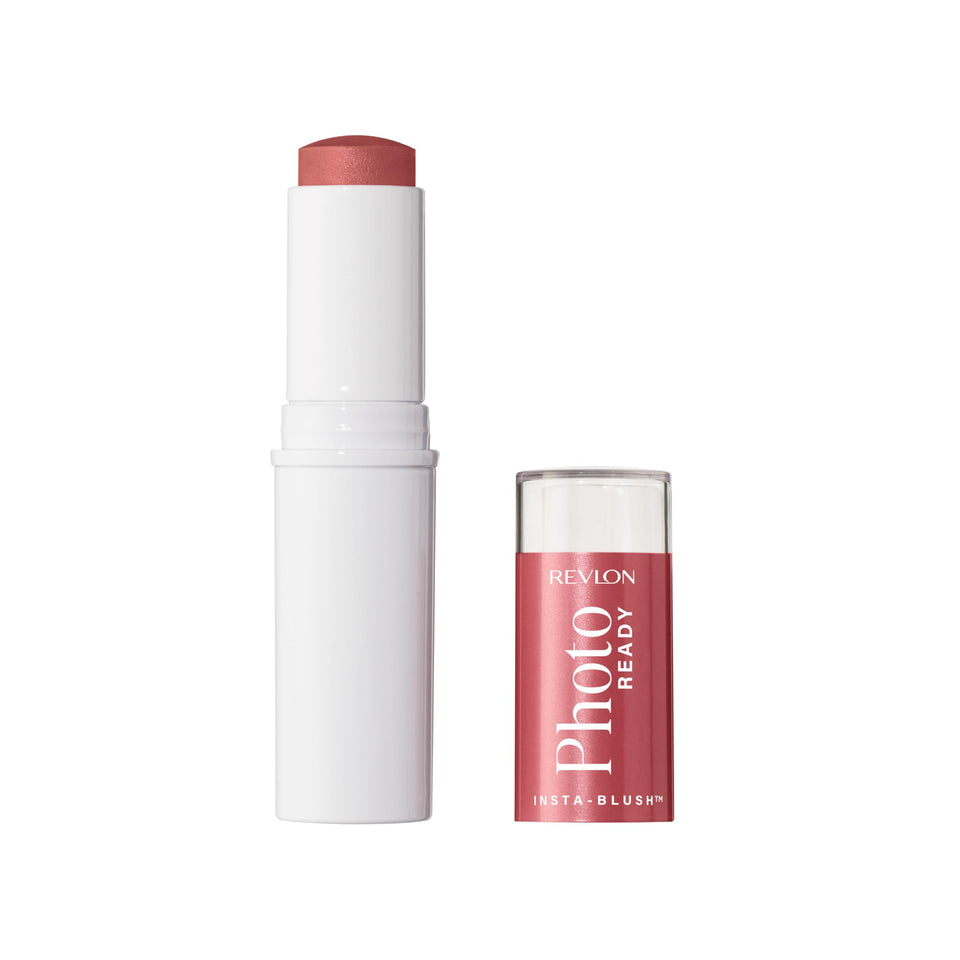 Revlon PhotoReady Insta-Blush Stick front view showing Berry Kiss shade and compact design benefit