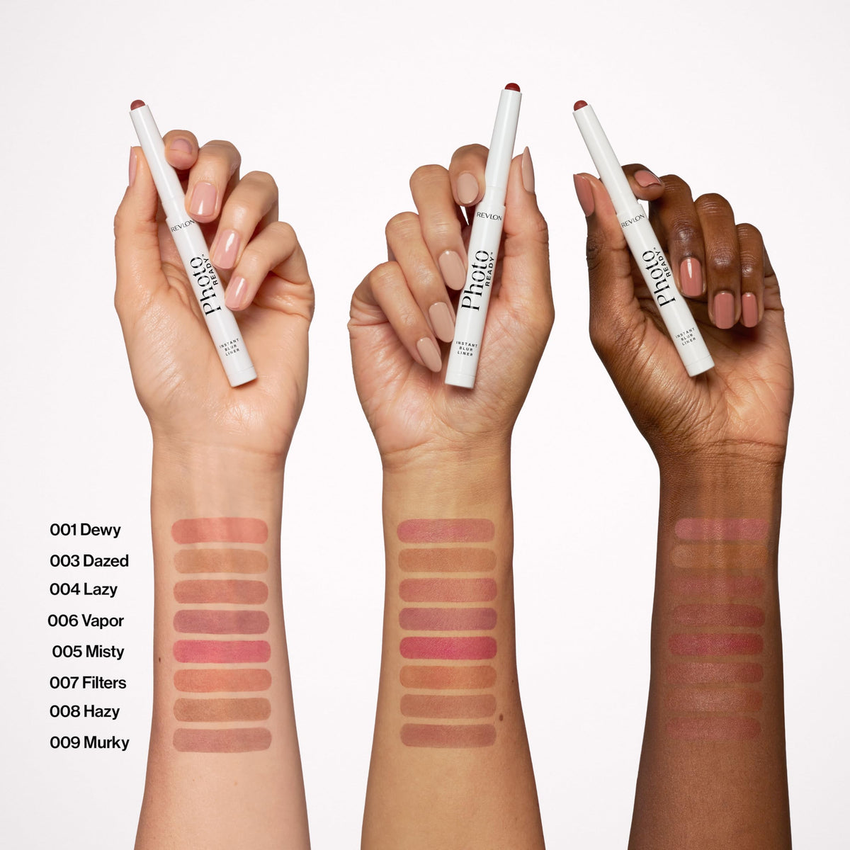 REVLON array of shades displaying buildable coverage options