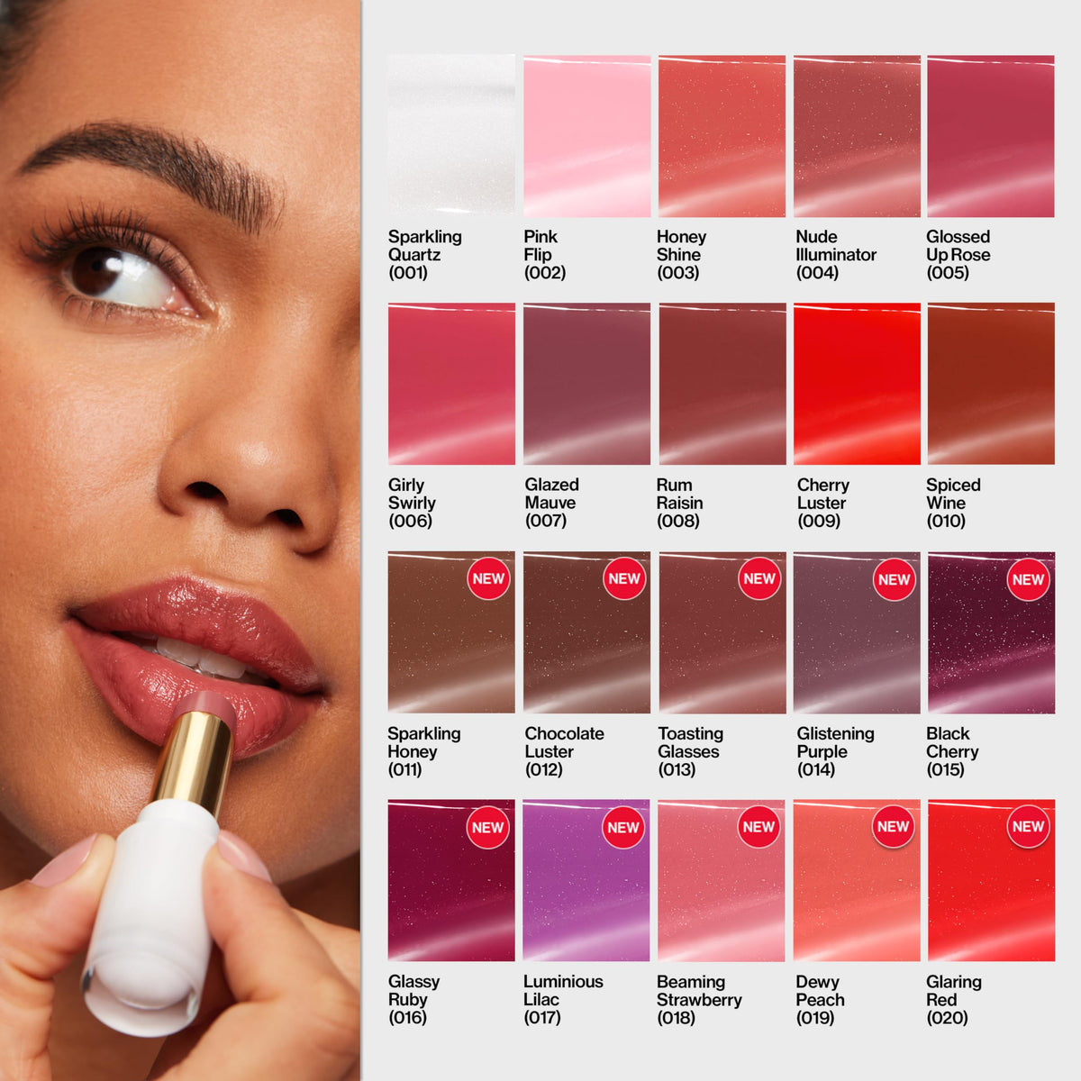 REVLON lifestyle model wearing Honey Shine showing natural glossy finish benefit