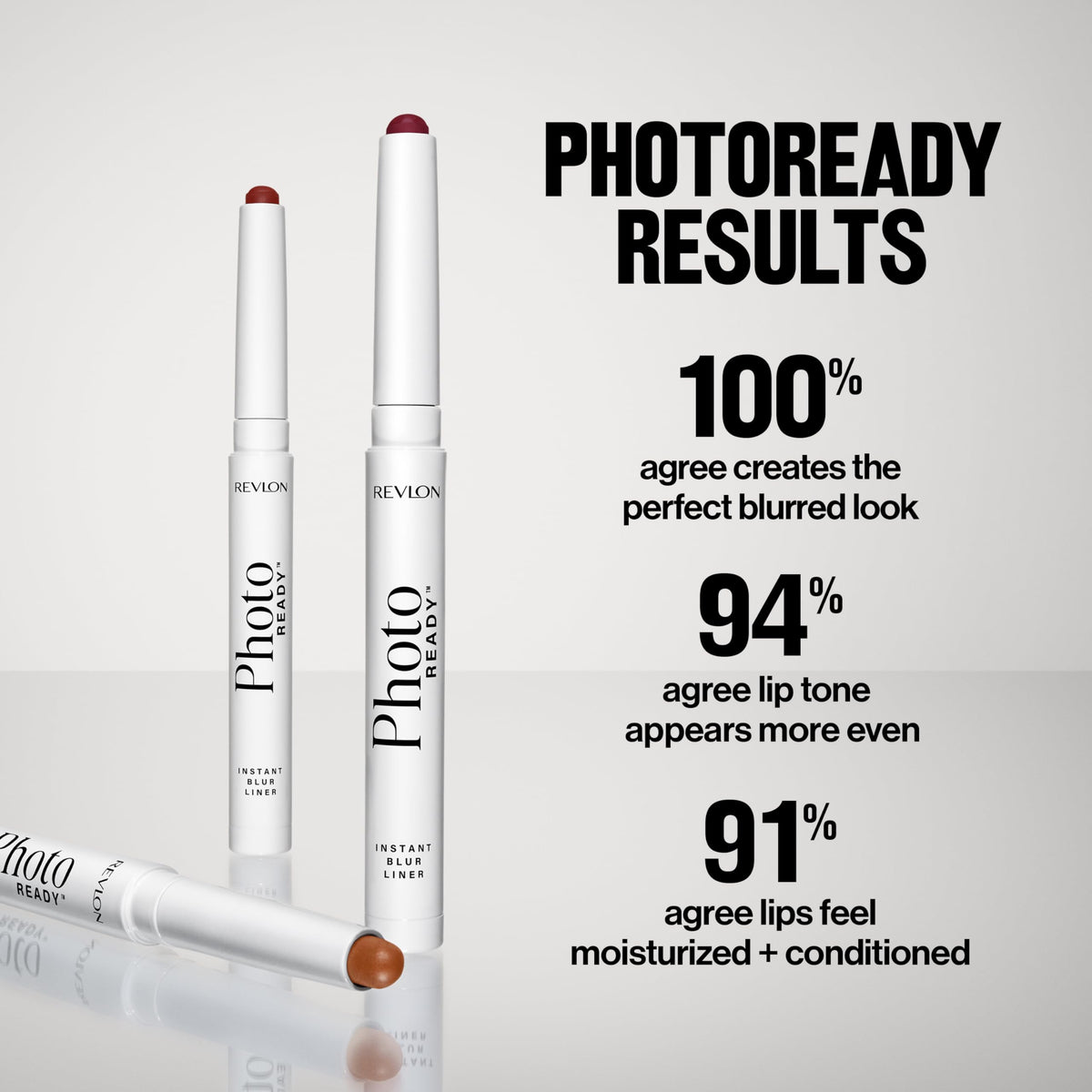 REVLON applied on lips showing natural overline and visibly fuller appearance