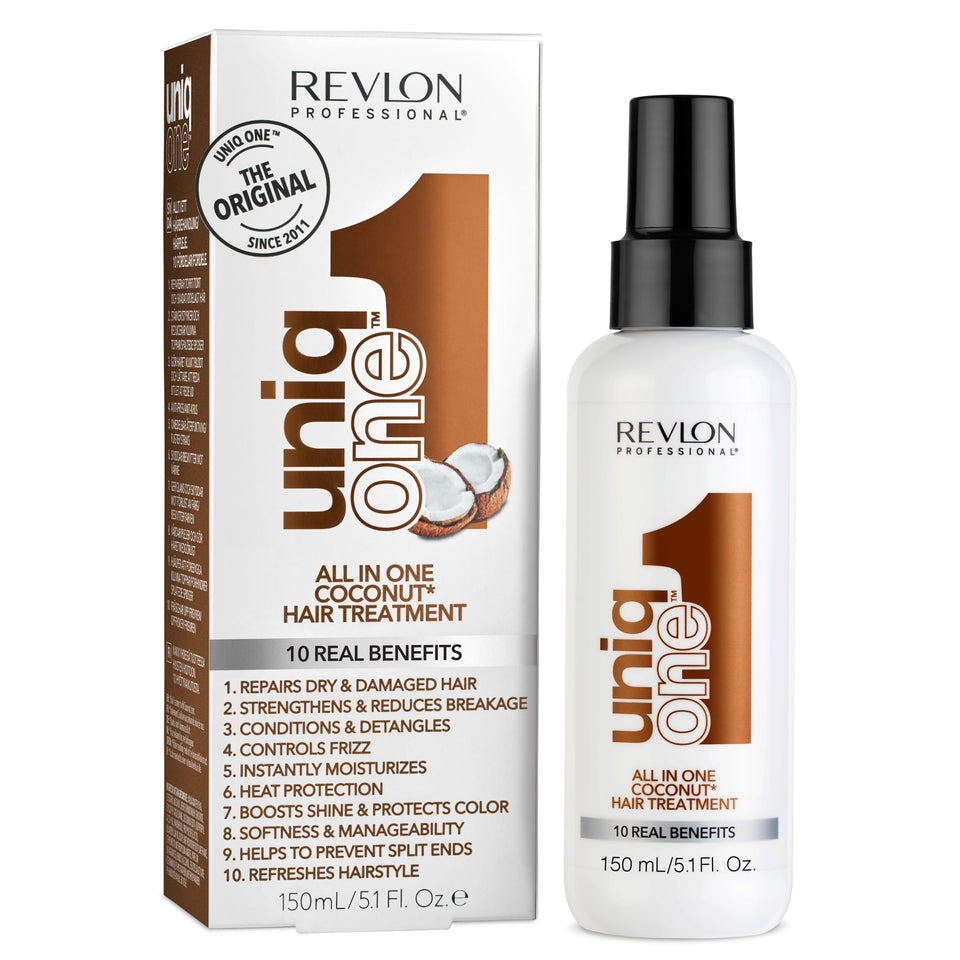 REVLON PROFESSIONAL front bottle shot showing coconut-scented 10-in-1 benefits