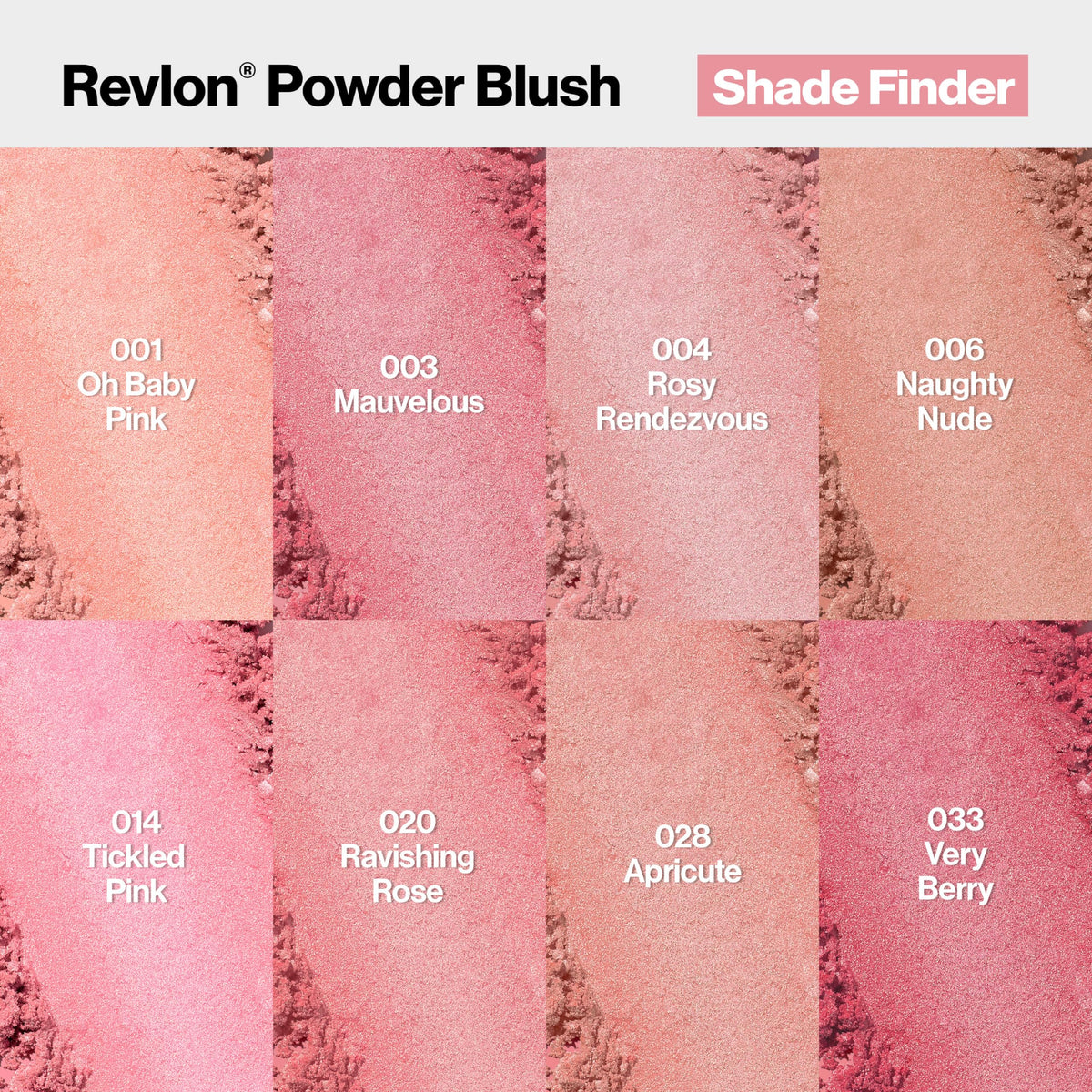 Revlon compact label and back info displaying shade name and product details