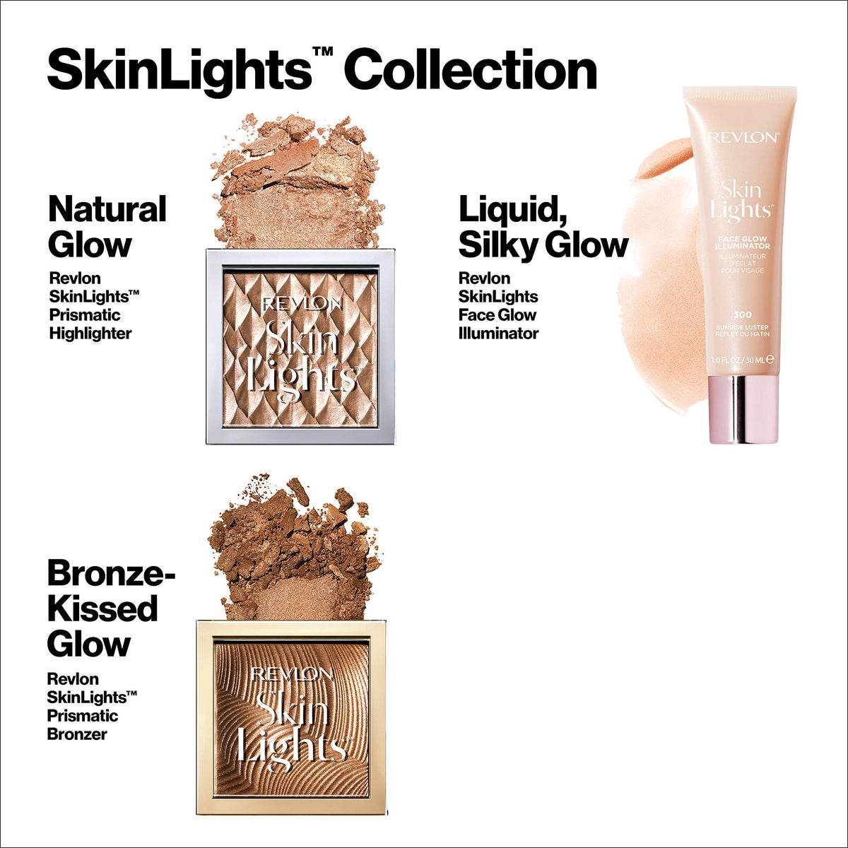 Revlon Skinlights applied on cheekbone highlighting natural luminous finish