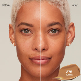 Revlon swatch on arm illustrating shade 375 Toffee and blending ease benefit