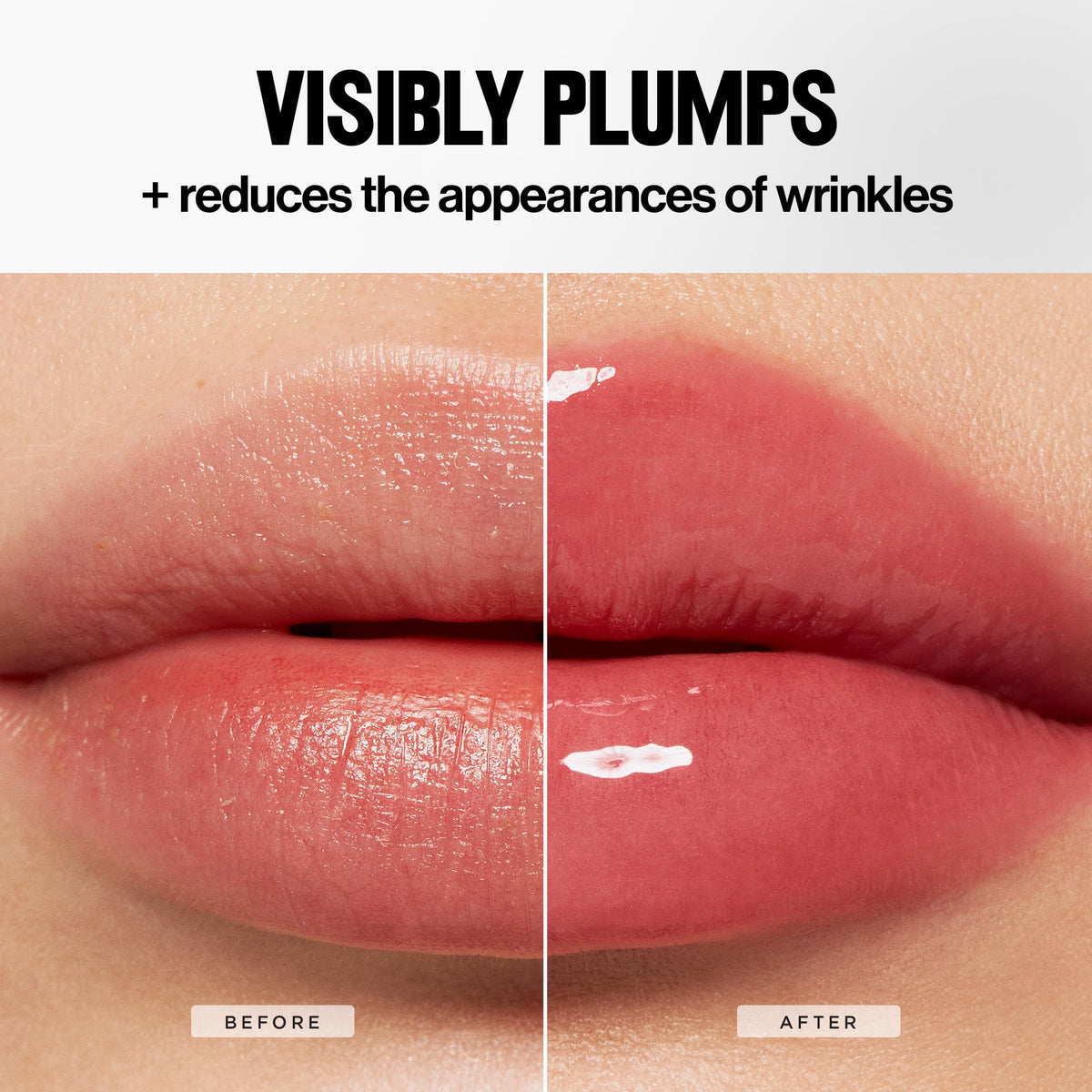 Revlon swiped on lips close-up showing tint and high shine for visible plumping effect