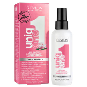 Revlon Professional UniqOne front packaging showing bottle and label benefits
