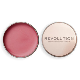 Revolution Balm Glow front pot showing Rose Pink shade and compact size