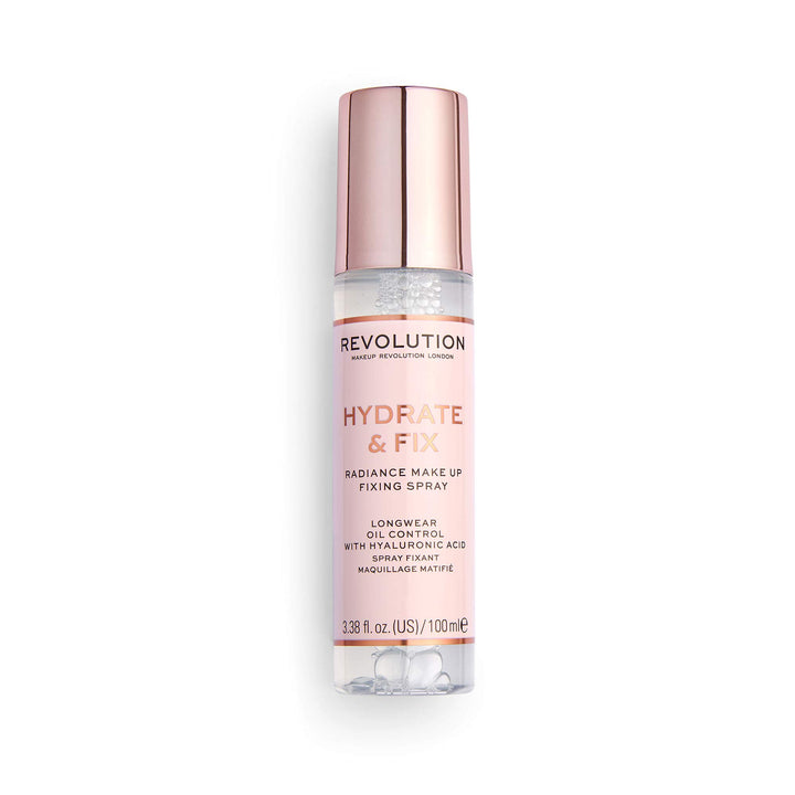 Revolution Beauty front bottle view showing label and size, convenient travel-friendly