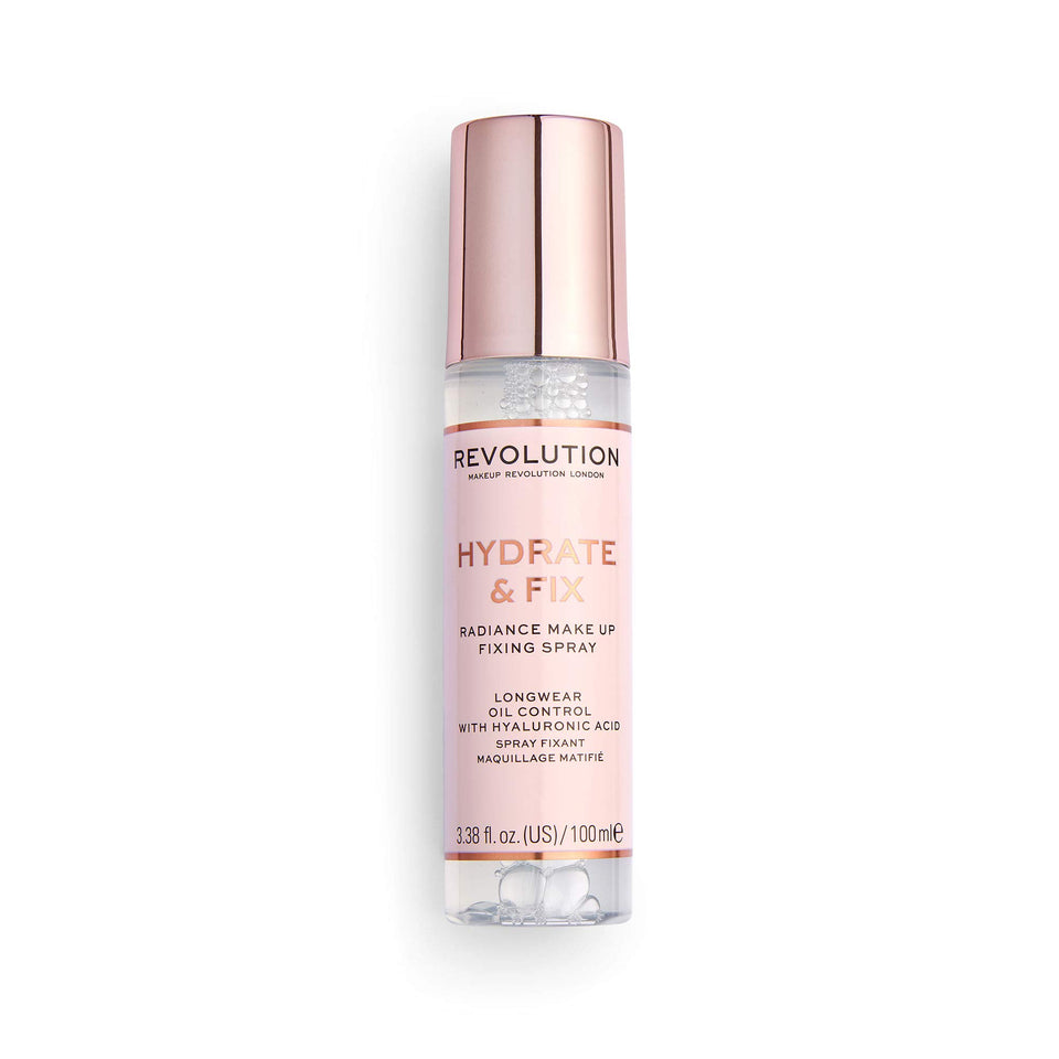 Revolution Beauty front bottle view showing label and size, convenient travel-friendly