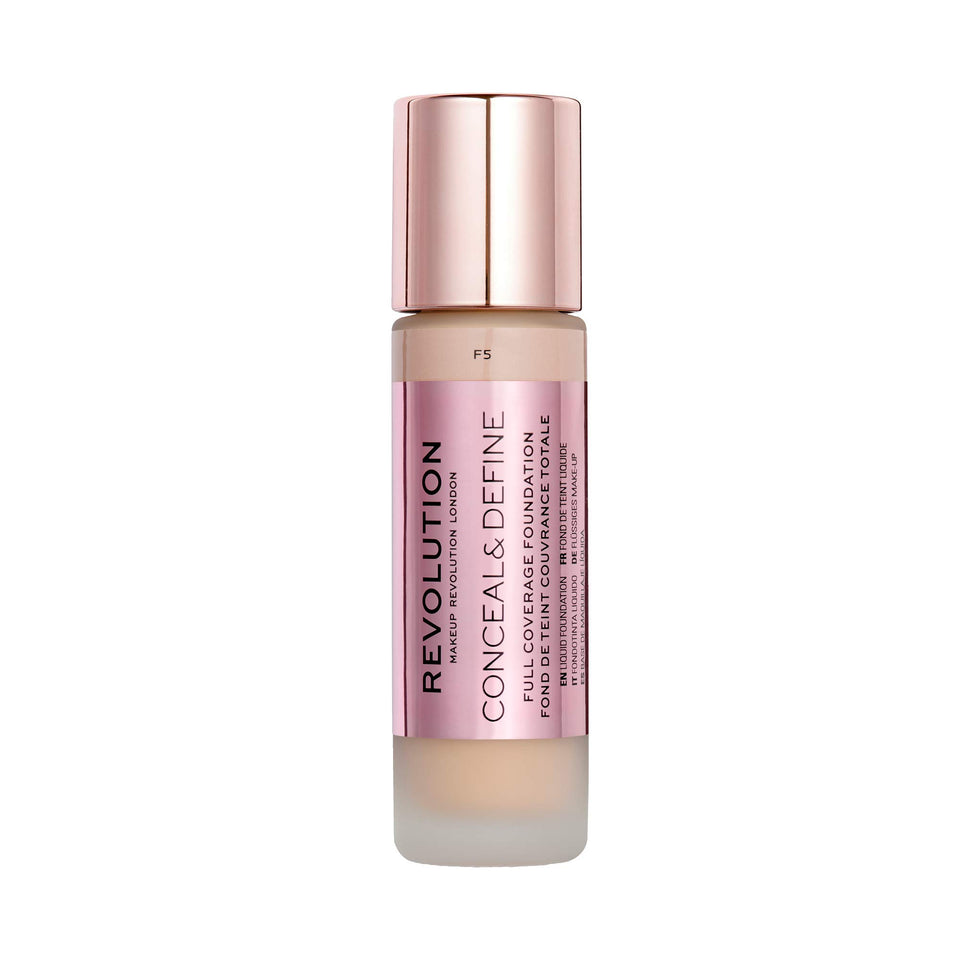 Revolution Beauty London bottle front showing label and glass packaging benefit: premium presentation