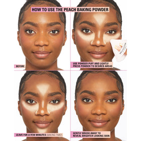 Revolution Beauty London peach powder texture close-up illustrating fine, silky finish
