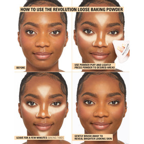 Revolution Beauty finely milled powder texture close-up that demonstrates smoothing benefit