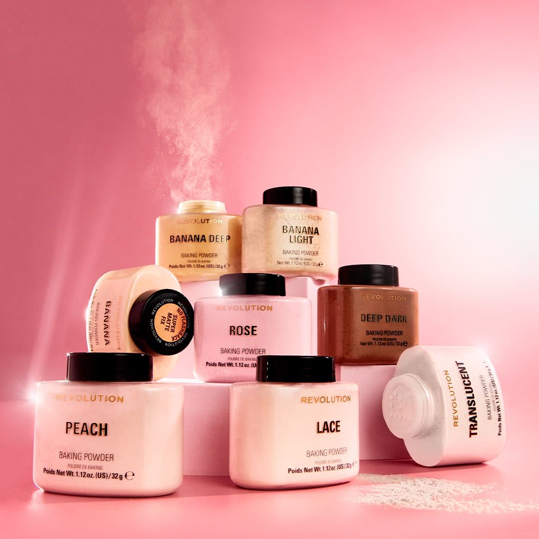 Revolution Beauty jar shown next to common compact to display 1.12 oz size and scale