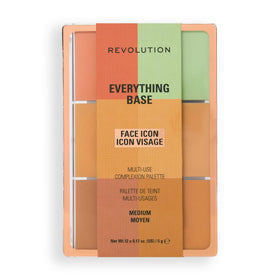 Revolution Beauty London open palette showing five cream pans and portability benefit
