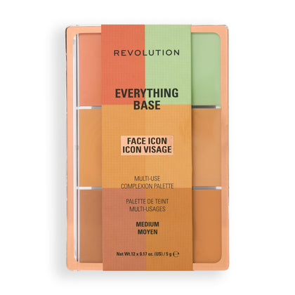 Revolution Beauty London open palette showing five cream pans and portability benefit