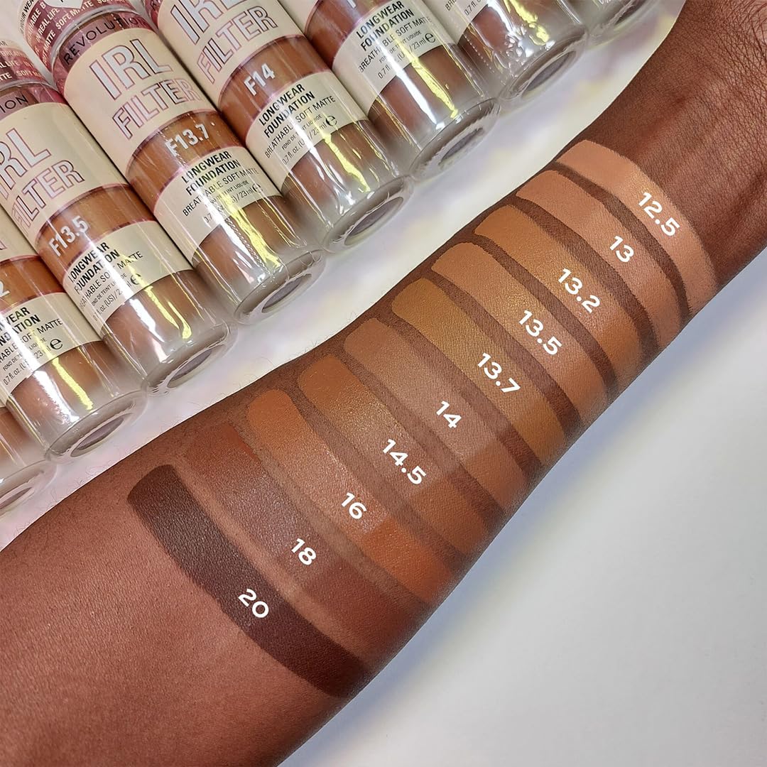 Revolution IRL Filter applied with buffing brush for buildable coverage