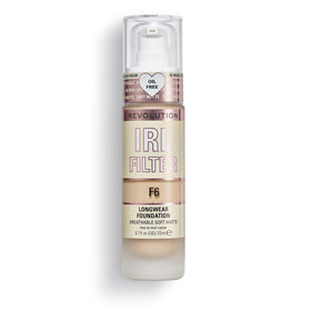 Revolution Beauty London front bottle view showing sleek glass pump and label, highlighting convenience