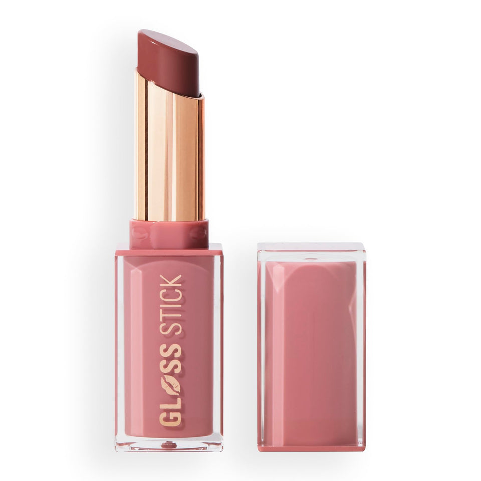 Revolution Beauty London front packaging showing shade and glossy finish benefit