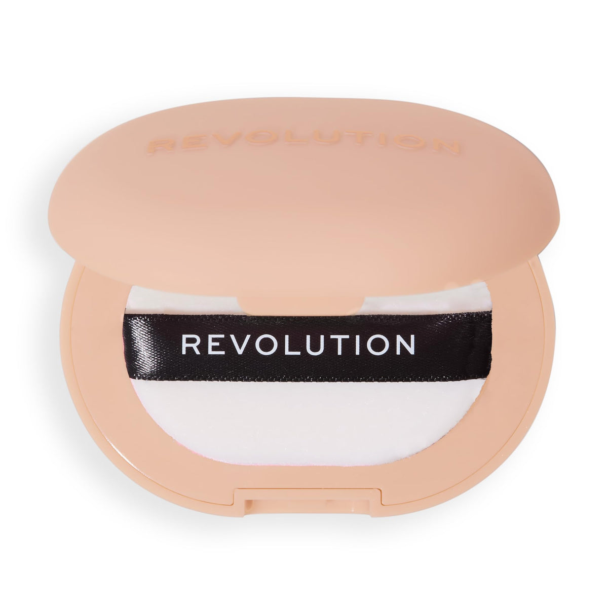 Revolution beauty powder pops in a makeup bag with mirror showing everyday portability and quick touch-up convenience