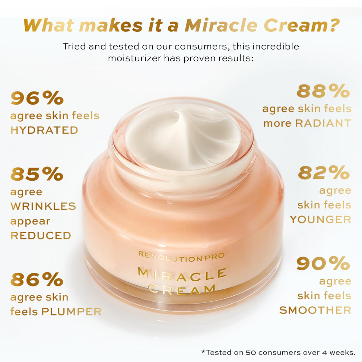 Revolution Beauty London cream texture swiped on skin, shows lightweight hydrating feel