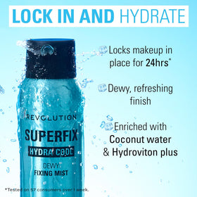 Revolution Superfix back label with ingredients list, clear vegan and cruelty-free info