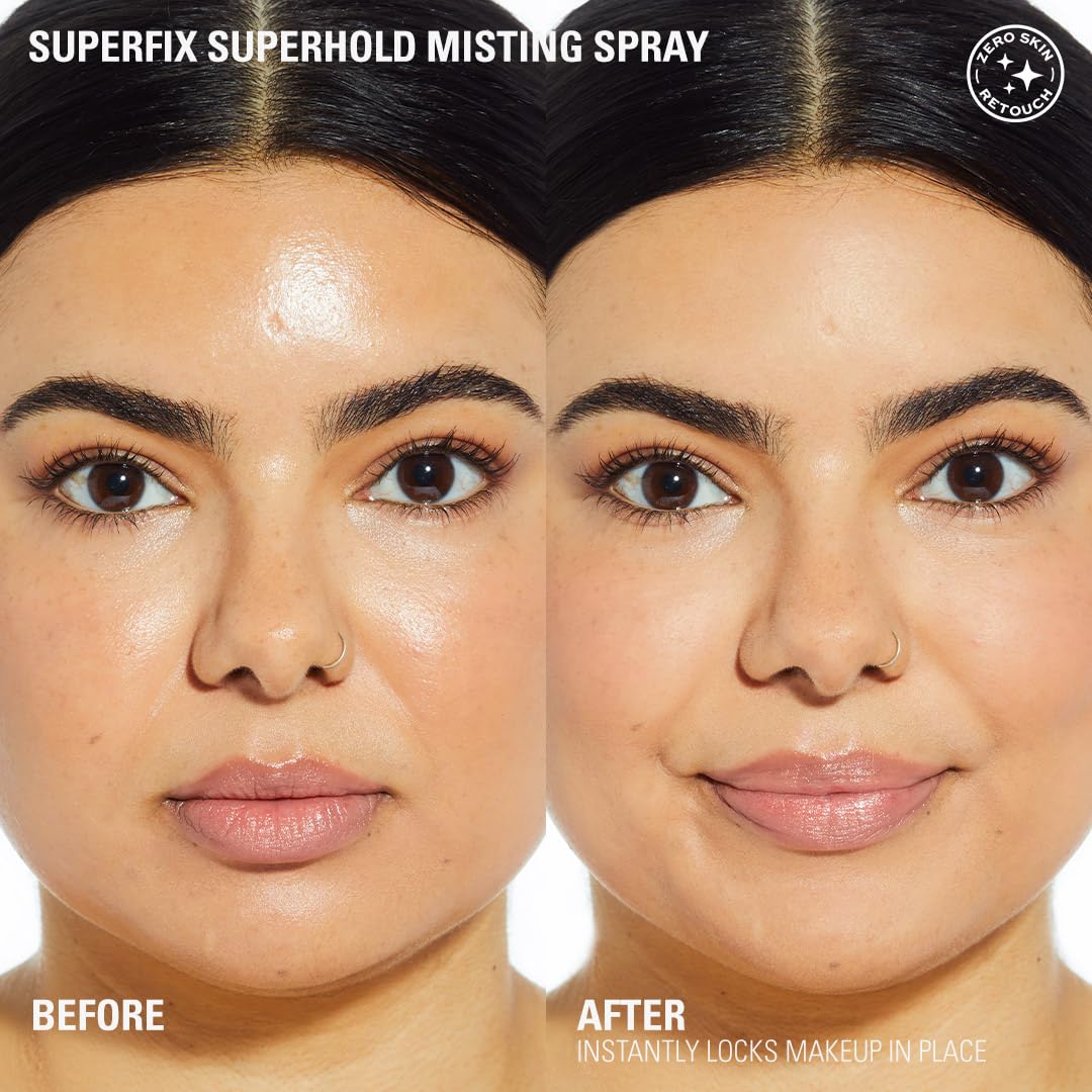 Revolution Beauty London close-up of fine mist demonstrating even coverage and lightweight feel