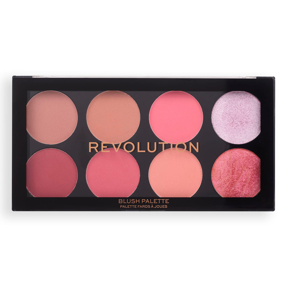 Revolution Ultra Blush Palette applied to cheek demonstrating brand blush delivering natural glow