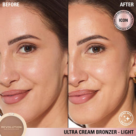 Revolution Beauty London swatch on arm illustrating buildable pigmentation and warm tone