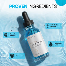 Close-up of Revora serum texture on skin, showing lightweight absorption benefit