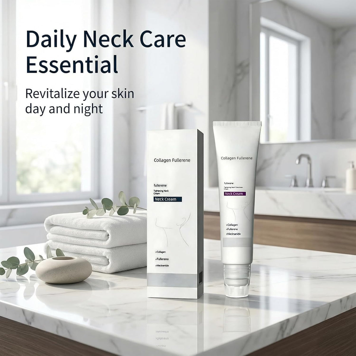 rexibuz application in use applying cream with roller for smoother neck
