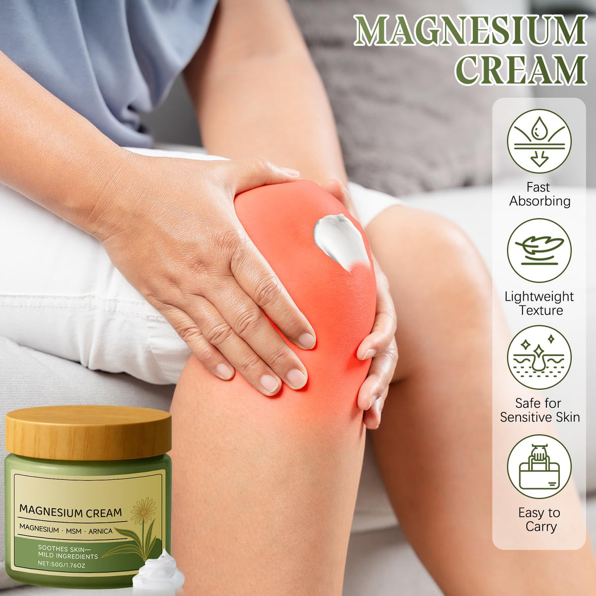 rexibuz ingredients display with MSM and arnica emphasizing gentle formulation
