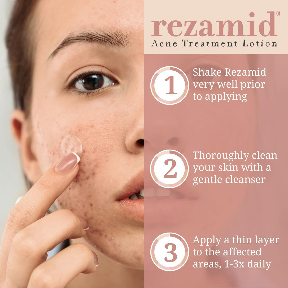 Rezamid bottle beside a coin to show 2 oz size and travel-friendly convenience benefit