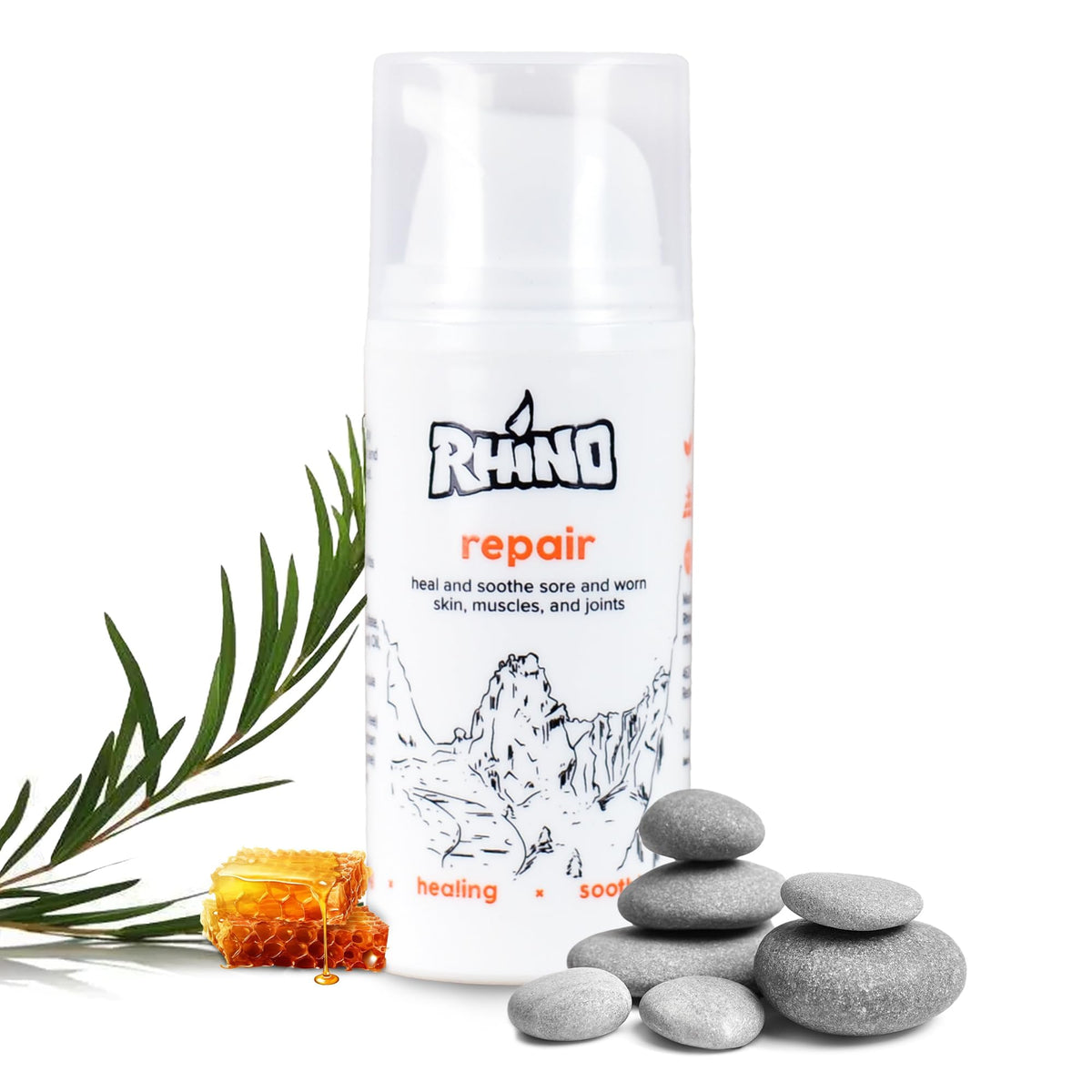 Rhino Skin Solutions front packaging showing compact travel jar and label benefits