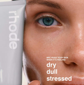 Rhode open jar texture close-up showing creamy finish and moisturizing benefit
