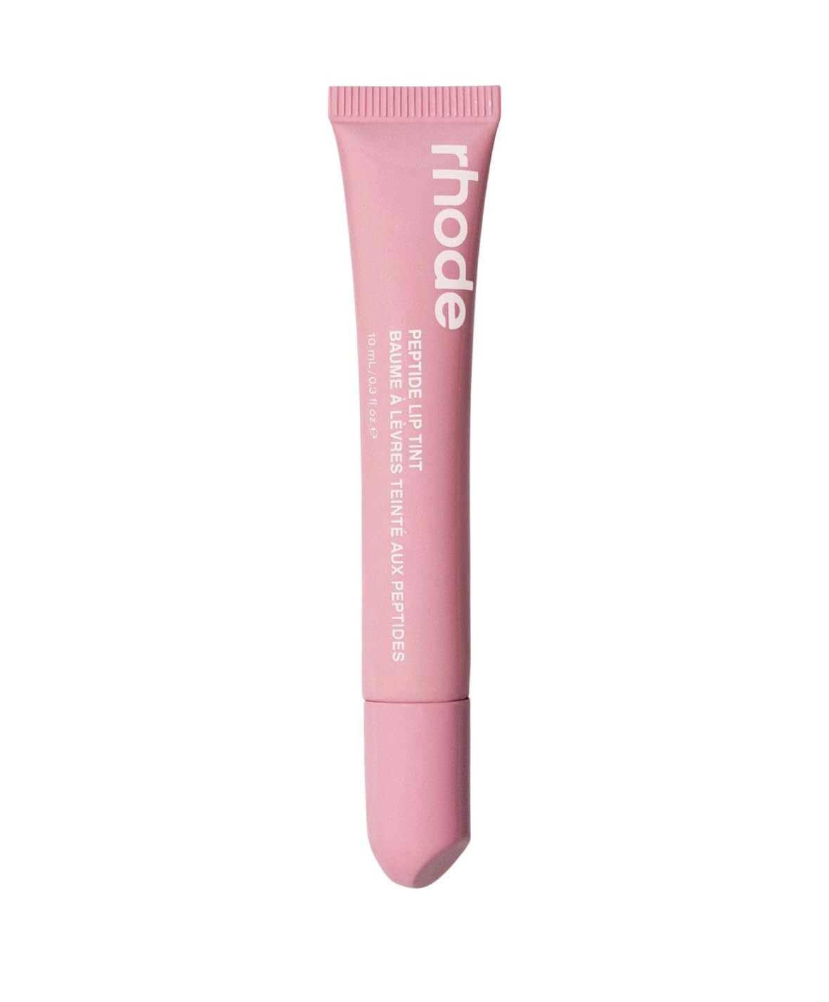 Rhode lip tint front packaging in Ribbon showing shade and compact size benefit