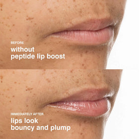 Rhode applied on lips demonstrating dewy, plumped appearance