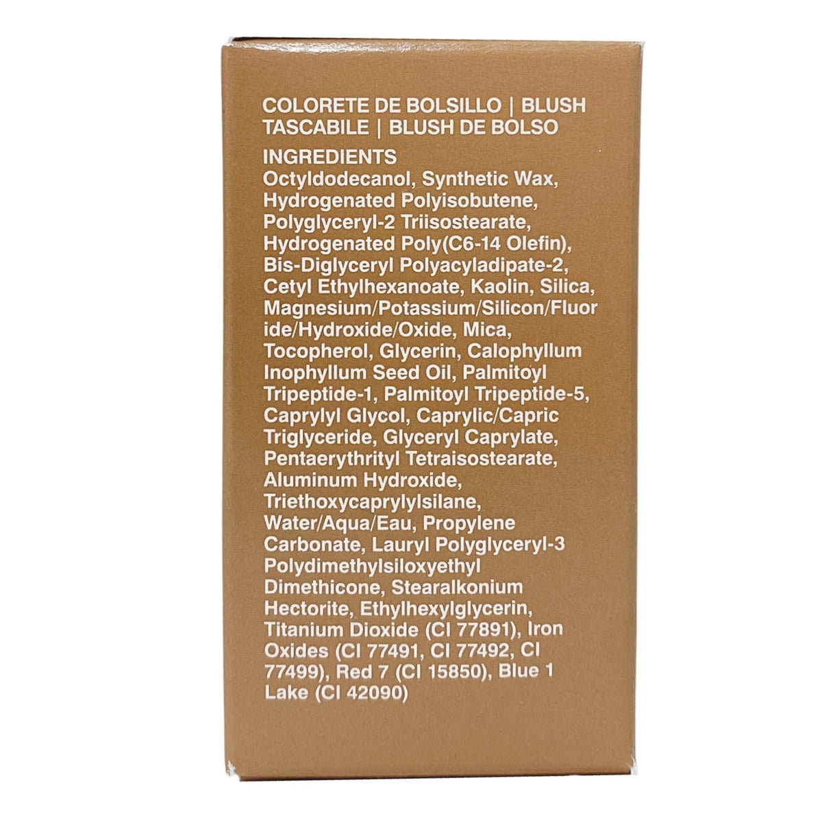 Rhode pocket blush scale and ingredients label displaying size and product details