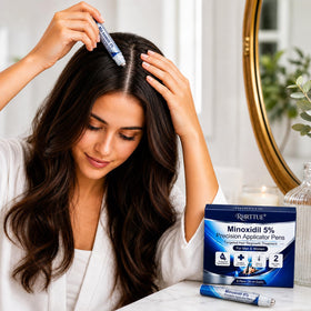 RHRTTUE lifestyle bathroom counter setup showing daily routine integration benefit