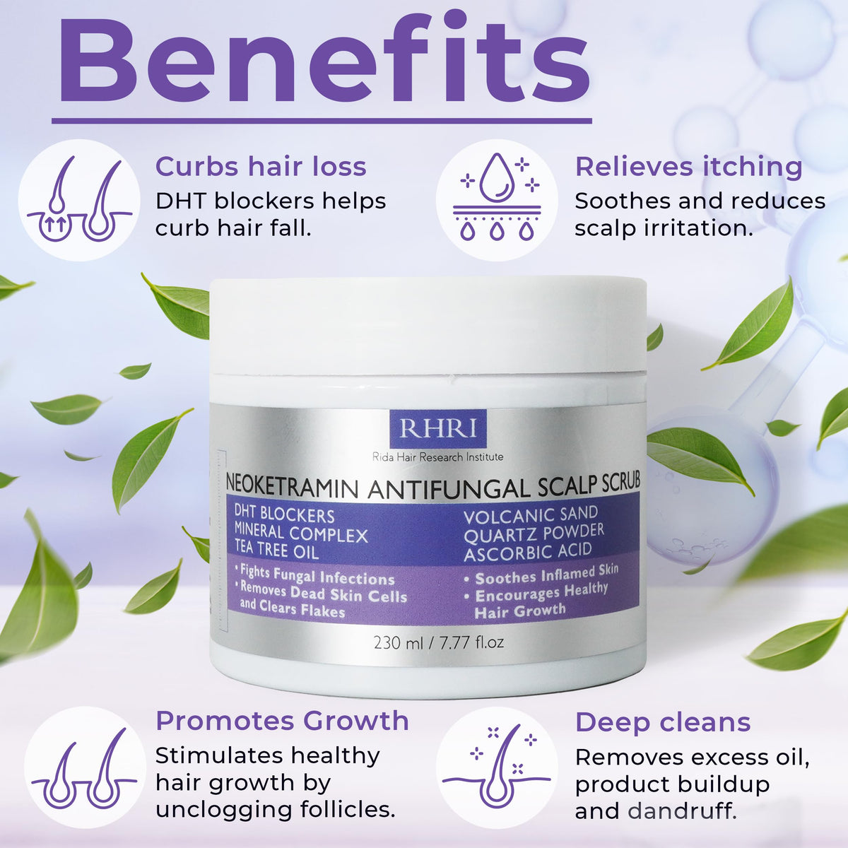Rida Hair Research Institute scrub lather in hand demonstrating easy application