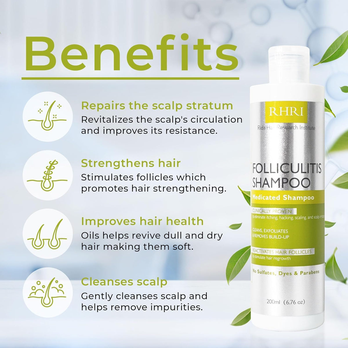 Rida Hair Research Institute label close-up displaying ingredients and directions