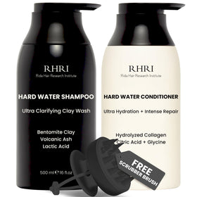 Rida Hair Research Institute front packaging showing full shampoo and conditioner set for clarifying benefits