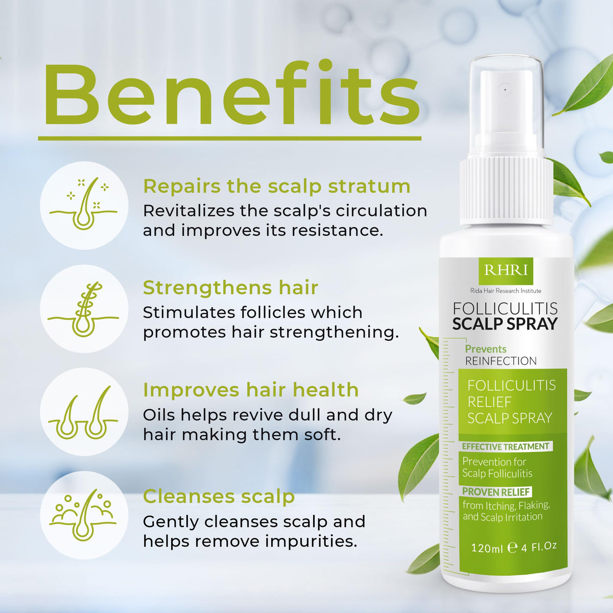 Rida Hair close-up nozzle mist showing precise application benefit