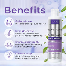 Rida Hair Research Institute dandruff brush beside bottle for deeper scalp cleansing