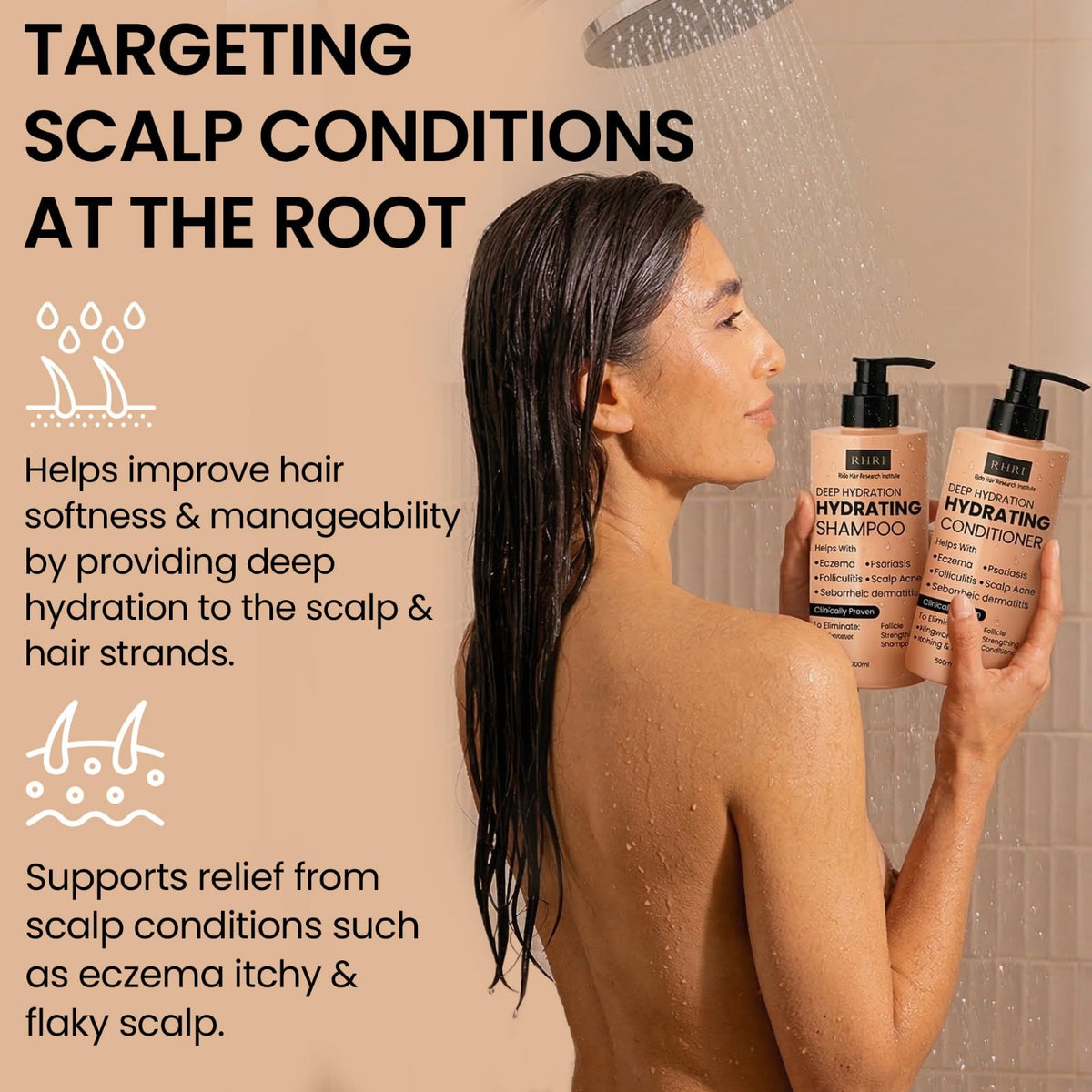 Rida Hair Research Institute in use on wet hair illustrating easy application