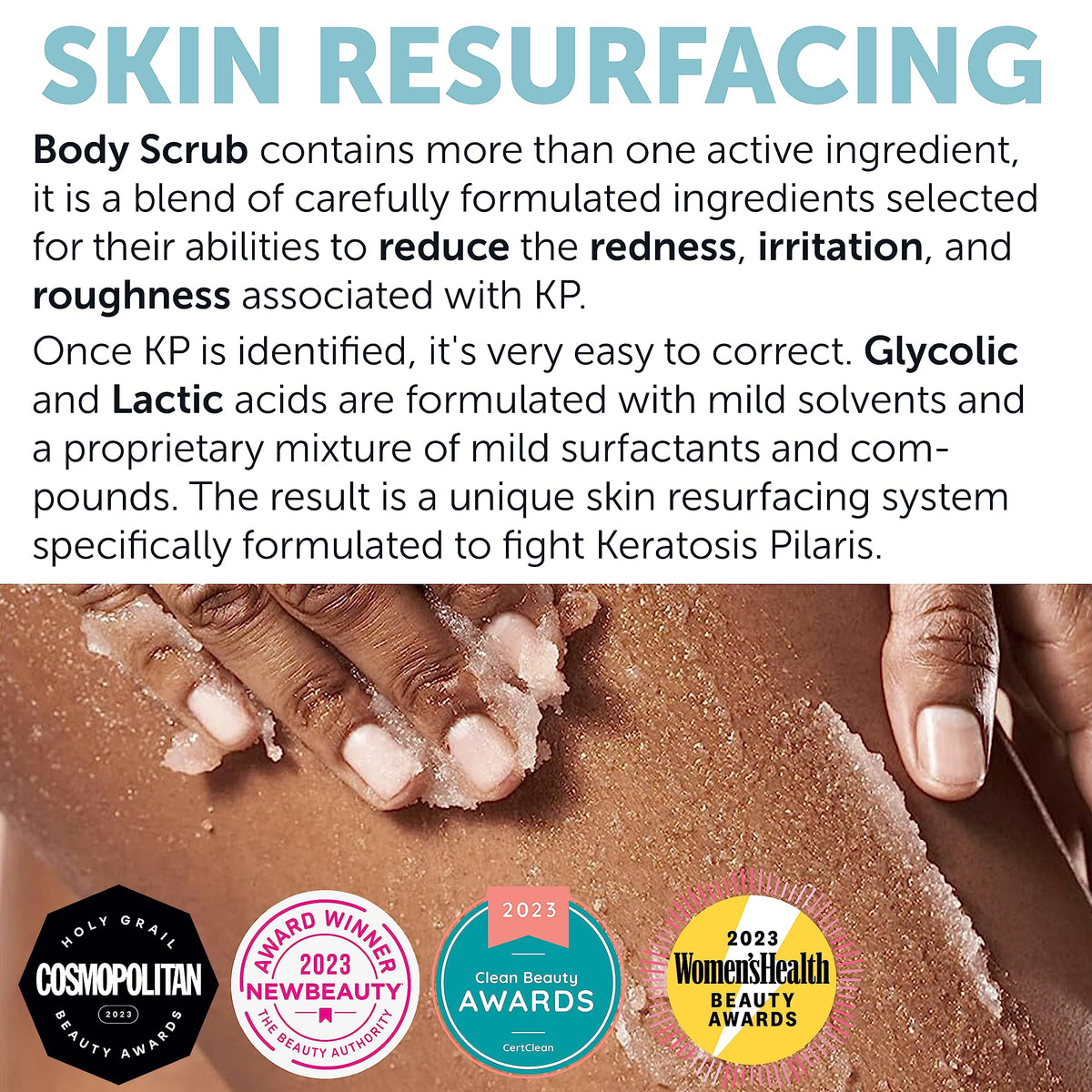 Ingredients label detail showing glycolic acid and clean formula