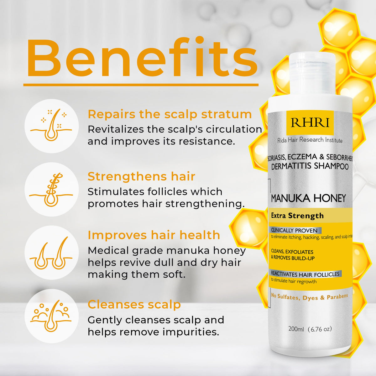 Rida Hair Research Institute close-up of Manuka honey texture highlighting hydration