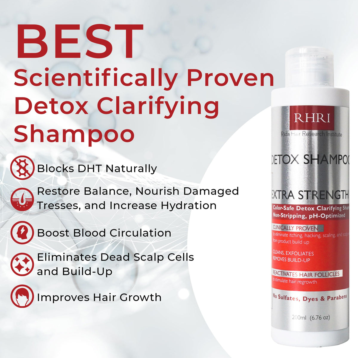 Rida Hair Research Institute shampoo in use lathering hair to remove buildup effectively