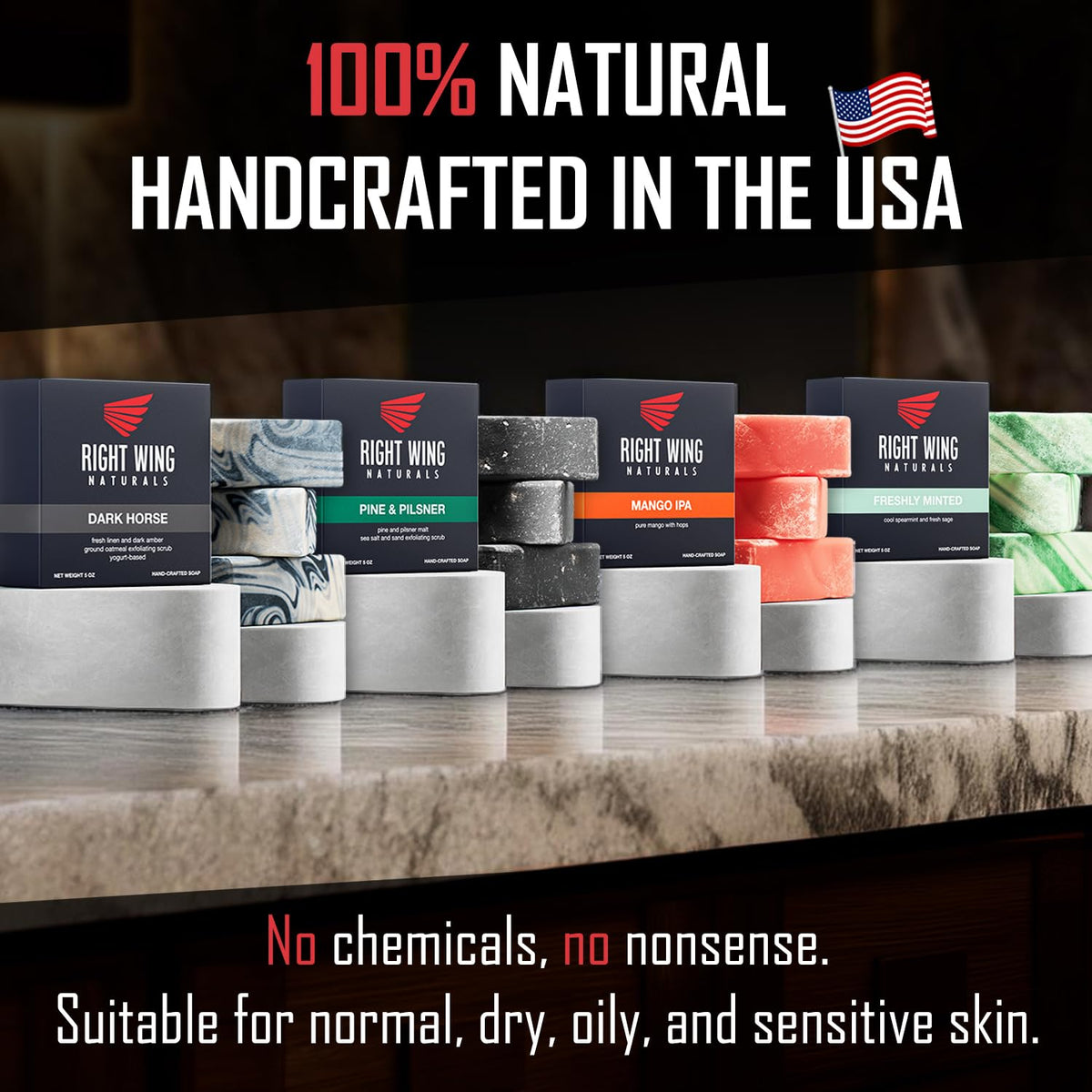 Right Wing Naturals close-up of soap texture highlighting creamy lather and quality