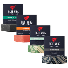 Right Wing Naturals front packaging showing four bars and bold branding for gifting